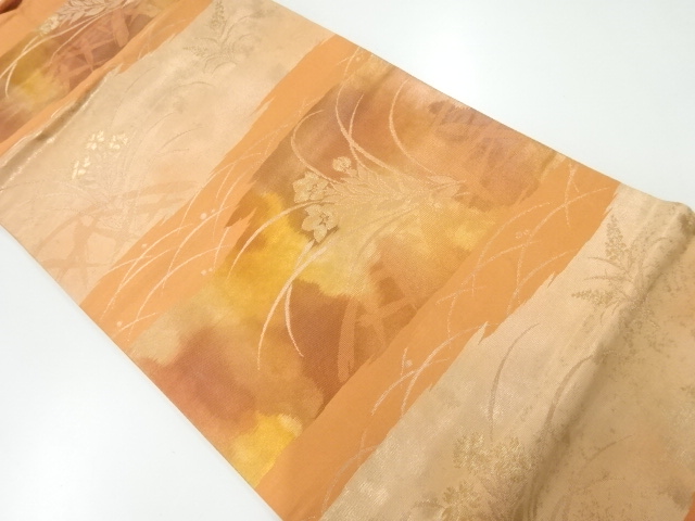 JAPANESE NAGOYA OBI / WOVEN FLORAL PLANTS